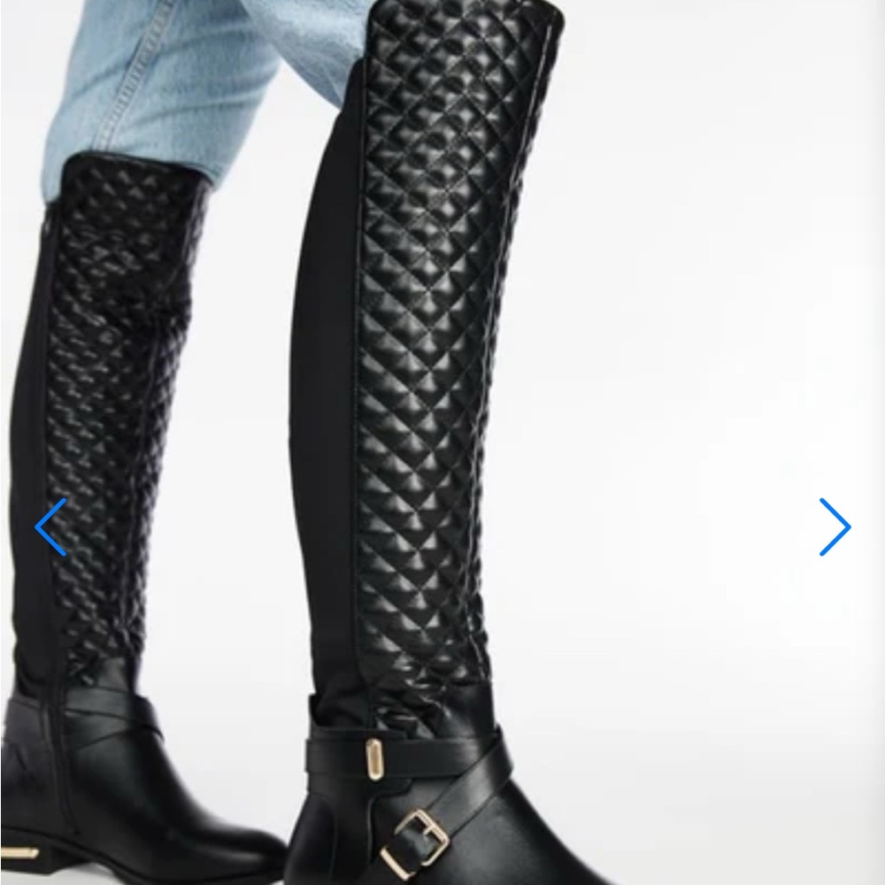 JustFab Black Quilted Over the Knee Boots